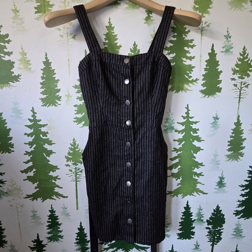 Black Striped Button-Down Dress